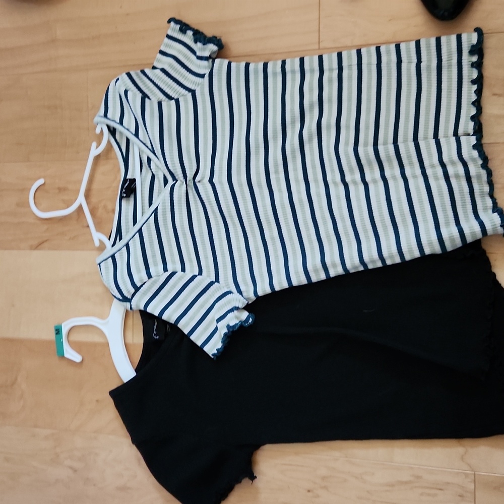 Girls size large two art class tees striped and black